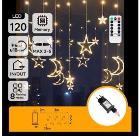 Aigostar - LED kültéri karácsonyi fényfüzér 120xLED/6W/230V/8 üzemmód 3x0,6m IP44 meleg fehérDO