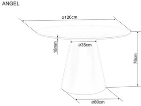 Kerek étkezőasztal ANGEL 120x120 cm, tölgy dekoráció