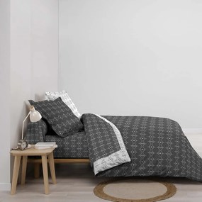 Fehér-sötétszürke kétszemélyes-hosszabbított pamut paplanhuzat 240x220 cm Aristide – douceur d'intérieur