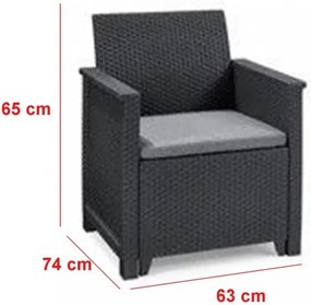 Emma műrattan kerti bútor szett chicago asztallal grafit színben