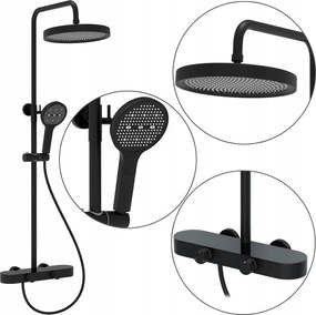 Zuhanyszett Fekete Creo Esőztetővel Beépített Bidé Kifolyó