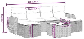 6 részes szürke polyrattan kerti ülőgarnitúra párnákkal