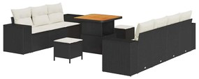 Kerti Kanapé Szett 10 pcs Fekete és Krém 80 x 80 x 71 cm