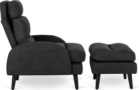 Pihenőfotel fekete színben, lábtartóval HENRY