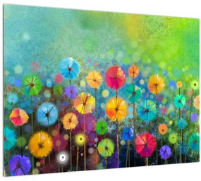 Kép - Absztrakt virágok (üvegen) (70x50 cm)