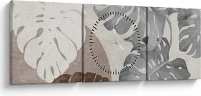 Kép - Design levelekkel (órával) (90x30 cm)