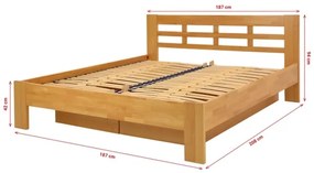 Franciai ágy tömörfából, tárolóhellyel ANGELA 180x200 cm világos dió