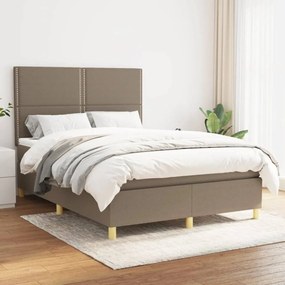 Tópszínű szövet rugós ágy matraccal 140 x 200 cm