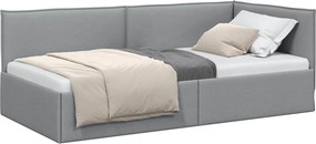 vidaXL Sarokágy keret fejtámlával Világosszürke 80 x 200 cm szövet