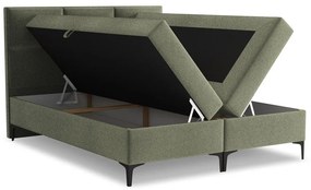 Zöld ágyneműtartós boxspring ágy 140x200 cm Pakalana – Makamii