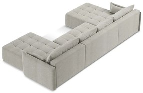 Világosszürke kinyitható-tárolóhelyes (U alakú) sarokkanapé Moku – Makamii