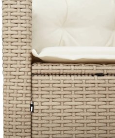 3 részes bézs polyrattan és akácfa bisztrószett párnákkal