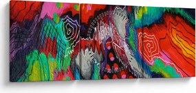 Absztrakt kép - színek (órával) (90x30 cm)