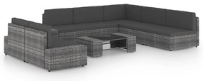 vidaXL 8 részes szürke polyrattan kerti ülőgarnitúra párnákkal