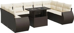 vidaXL 10 részes barna polyrattan kerti ülőgarnitúra párnákkal