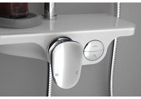 Aqualine - Csaptelepes zuhanyszett, fényes króm/fehér