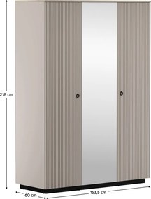 Szekrény tükörrel, szürkésbarna Taupe/silverjack tölgy, DOMCA 3D