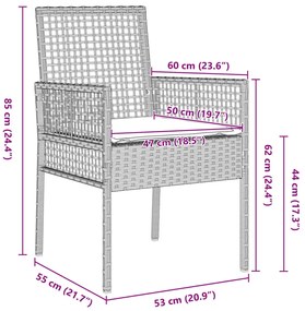 9 darabos kerti étkező szett világosszürke poli rattan