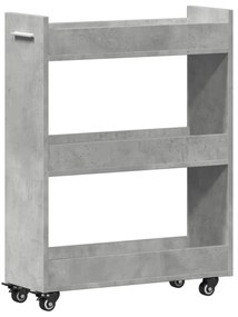 betonszürke szerelt fa szekrény kerekekkel 60 x 22 x 79 cm