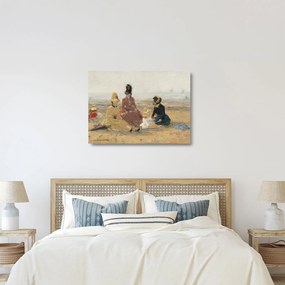 Üveg kép - Eugène Boudin, On the Beach, Trouville, reprodukciók (70x50 cm)