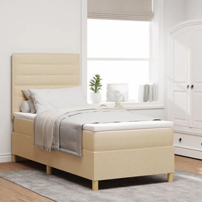 Box Spring ágy matraccal, krém, 90x200 cm, szövet