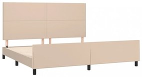 cappuccino színű műbőr ágykeret fejtámlával 200x200 cm