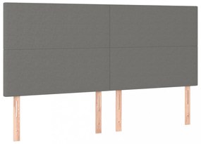 sötétszürke szövet rugós és LED-es ágy matraccal 200x200 cm