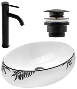 készlet Pultos mosdó Shila + Fürdőszobai csaptelep Lungo black matt + Dugó black matt