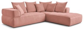 Rózsaszín zsenília sarokkanapé (jobb oldali-L alakú) Whesley – Bobochic Paris