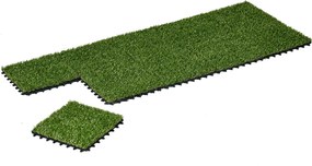 Outsunny 10 darabos Mesterséges Fű Szőnyeg 30x30 cm-es, 20 mm-es Fűmagassággal, UV-álló Syntetikus Fű a Kerthez, Teraszhoz, Balkonhoz, Sötétzöld | Aos