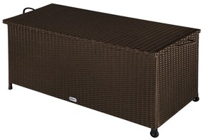 Polirattan barna tárolódoboz 122 x 56 x 61 cm fogantyúkkal és kerekekkel