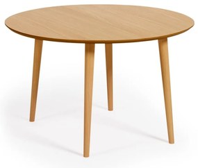 Natúr színű bővíthető étkezőasztal tölgyfa dekorral ø 120 cm Oqui – Kave Home