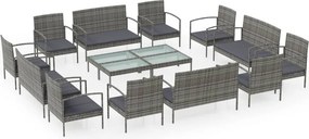 vidaXL 16 részes szürke polyrattan kerti ülőgarnitúra párnákkal