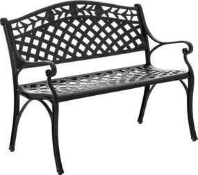 Outsunny 2-Személyes Alumínium Kerti Pad Karfával, Vidéki Stílus, Fekete 102,5 x 61 x 84 cm | Aosom