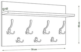 Mazzoni FINLO Barna Tölgy/Fekete Matt akasztók - MODERN FALI FOGAS POLCCAL ELŐSZOBÁBA 90 és 70 cm