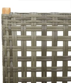 7-részes szürke polyrattan és tömör fa kerti étkezőgarnitúra