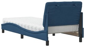 kék szövet ágy matraccal 80x200 cm