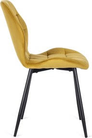 Szék mustársárga színben, bársony kárpittal. LUCKY