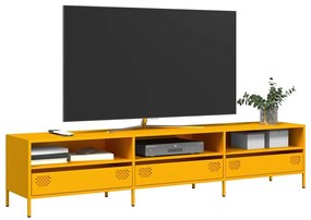 mustársárga hidegen hengerelt acél TV-szekrény 202x39x43,5 cm