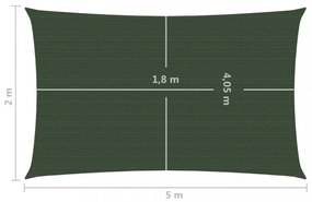sötétzöld HDPE napvitorla 160 g/m² 2 x 5 m