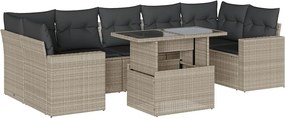 vidaXL 8 részes világosszürke polyrattan kerti ülőgarnitúra párnával