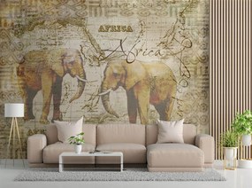 Gario Fotótapéta Régi térkép és elefántok vintege - Andrea Haase Anyag: Vlies, Méret: 200 x 140 cm