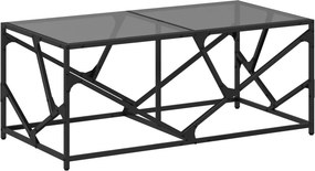 vidaXL acél dohányzóasztal fekete üveglappal 98,5 x 50 x 41 cm