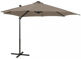 tópszínű konzolos napernyő rúddal és LED-fényekkel 300 cm
