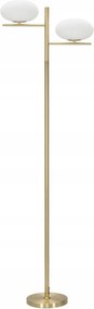 Állólámpa Magas Arany Fém 2 Fehér Lámpabúra 180cm