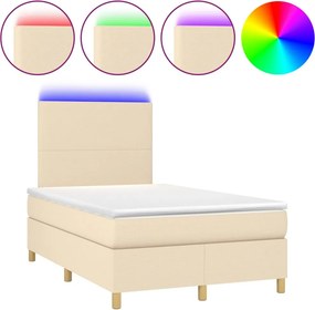 vidaXL krémszínű szövet rugós és LED-es ágy matraccal 120 x 200 cm