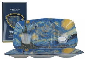 Üveg három részre osztott kínáló tál Van Gogh Csillagos éj