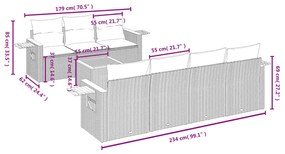 8 részes fekete polyrattan kerti ülőgarnitúra párnákkal