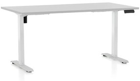 OfficeTech B állítható magasságú asztal, 160 x 80 cm, fehér alap, világosszürke