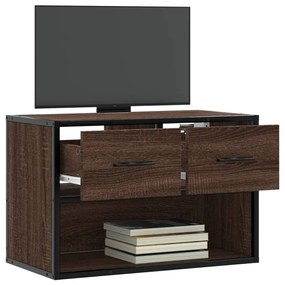 barna tölgy színű szerelt fa és fém TV-szekrény 60x31x39,5 cm